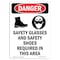 Signmission OSHA Danger Sign, Safety Glasses And, 10in X 7in Rigid Plastic, 7" W, 10" H, Portrait OS-DS-P-710-V-1556 - alternate 1